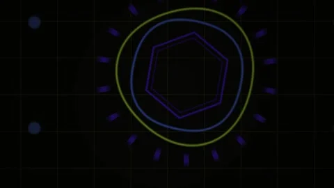 Abstract Geometric Shape Pulsating with Light on Dark Background. Stock Footage 334461462