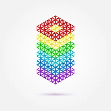Abstract geometric shape - rainbow vector icon Stock Illustration