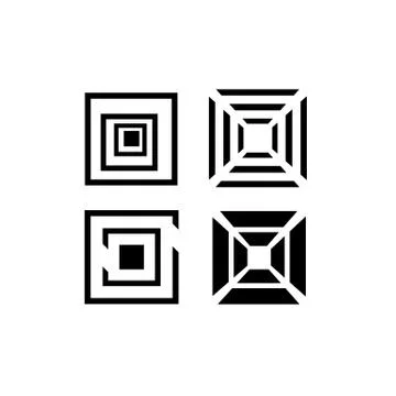 Abstract geometric shape stacked square shape logo design element Stock Illustration