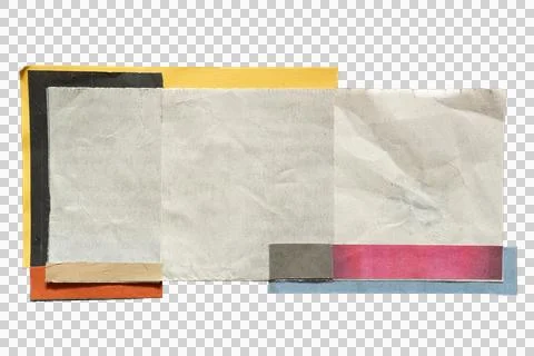 Abstract geometric shape textbox made of newspaper paper on white background Stock Photos