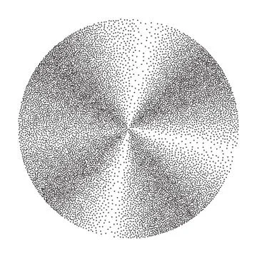 Abstract Geometric Shape Vector. Black Dotted Round Circle. Film Grain, Noise イラスト素材