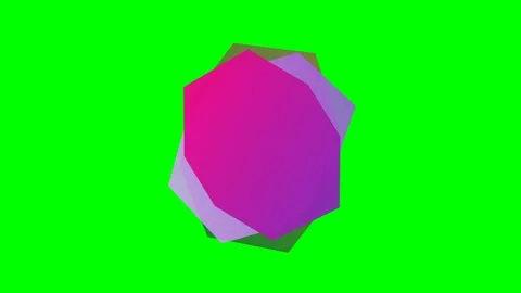 Abstract geometric shape with vibrant pink and purple gradient on green Stock Footage 340904294