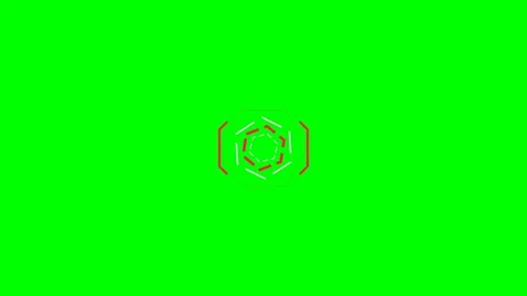Abstract geometric shape with white and red lines on a vivid green background Stock Footage 340903065