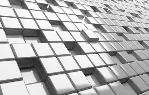 Abstract geometric shape of white cubes 3d render background Ilustración de archivo