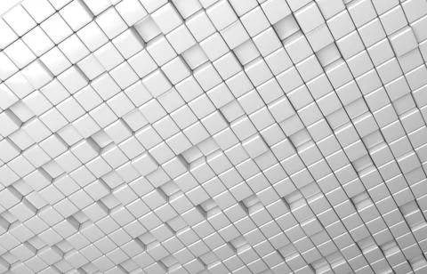 Abstract geometric shape of white cubes 3d render background Stock Illustration