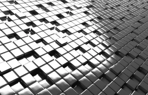 Abstract geometric shape of white cubes 3d render background Stock Illustration