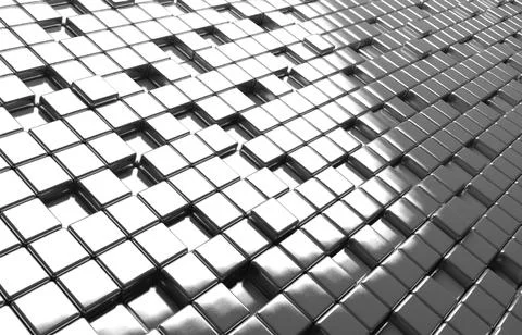 Abstract geometric shape of white cubes 3d render background Stock Illustration