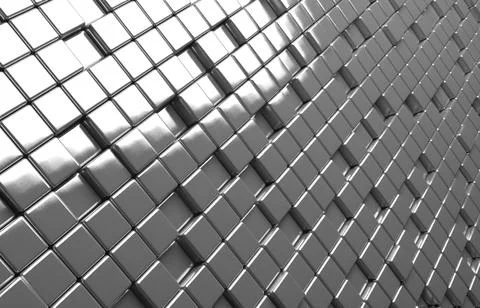 Abstract geometric shape of white cubes 3d render background Stock Illustration