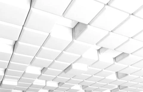 Abstract geometric shape of white cubes 3d render Ilustración de archivo