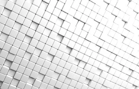 Abstract geometric shape of white cubes 3d render Stock Illustration