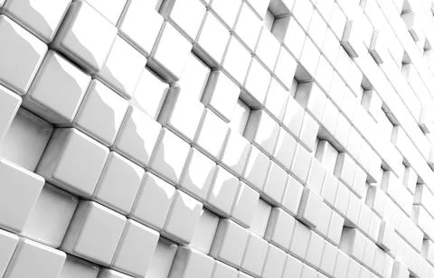 Abstract geometric shape of white cubes 3d render Ilustración de archivo