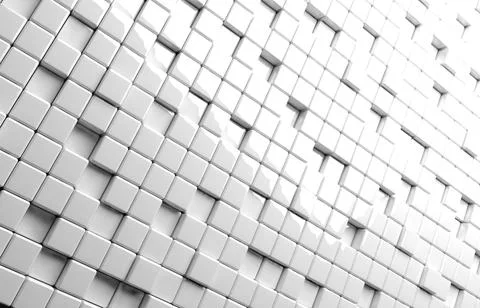 Abstract geometric shape of white cubes 3d render Stock Illustration