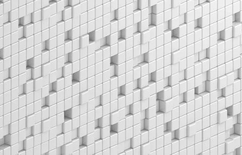 Abstract geometric shape of white cubes 3d render. Futuristic fashioned gloss Ilustración de archivo