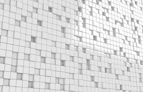 Abstract geometric shape of white cubes 3d render. Futuristic fashioned gloss Illustrazione stock