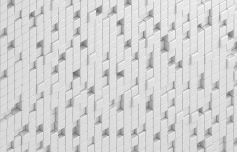 Abstract geometric shape of white cubes 3d render. Futuristic fashioned gloss Ilustración de archivo