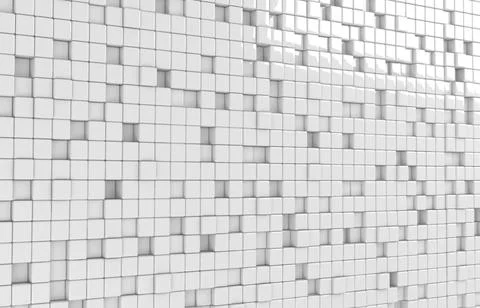 Abstract geometric shape of white cubes 3d render. Futuristic fashioned gloss Stock Illustration