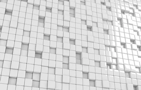 Abstract geometric shape of white cubes 3d render. Futuristic fashioned gloss Illustrazione stock