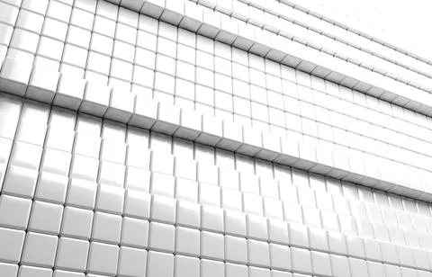 Abstract geometric shape of white cubes 3d render Stock Illustration