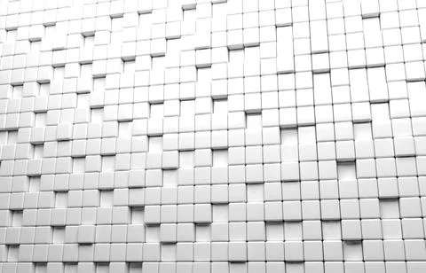 Abstract geometric shape of white cubes 3d render background Ilustración de archivo