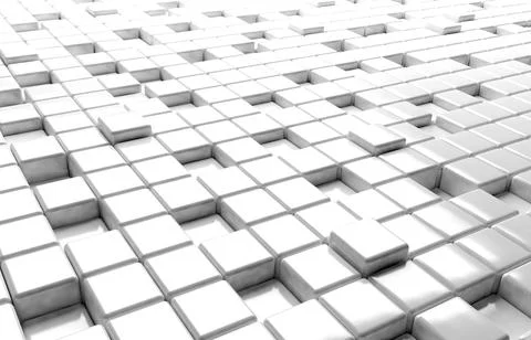 Abstract geometric shape of white cubes 3d render background Ilustración de archivo