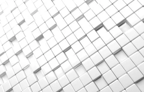 Abstract geometric shape of white cubes 3d render background Stock Illustration