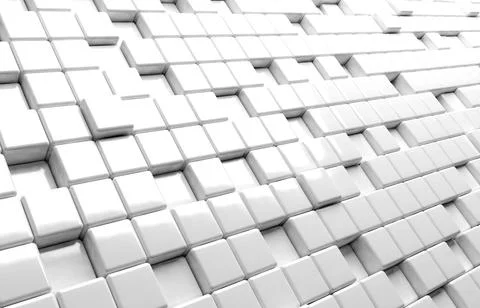 Abstract geometric shape of white cubes 3d render background Ilustración de archivo