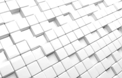 Abstract geometric shape of white cubes 3d render background Stock Illustration