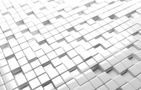 Abstract geometric shape of white cubes 3d render background Ilustración de archivo