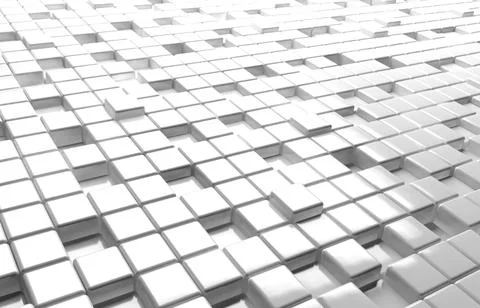Abstract geometric shape of white cubes 3d render background Ilustración de archivo