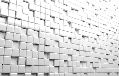 Abstract geometric shape of white cubes 3d render Ilustración de archivo