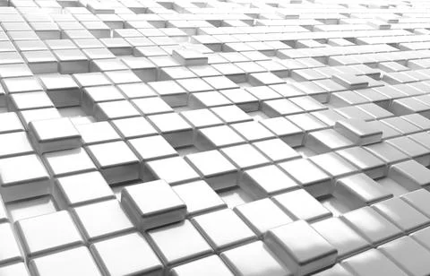 Abstract geometric shape of white cubes 3d render background Ilustración de archivo