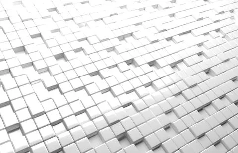 Abstract geometric shape of white cubes 3d render background Stock Illustration