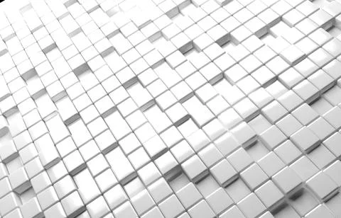 Abstract geometric shape of white cubes 3d render background Stock Illustration