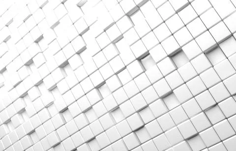 Abstract geometric shape of white cubes 3d render background Illustrazione stock