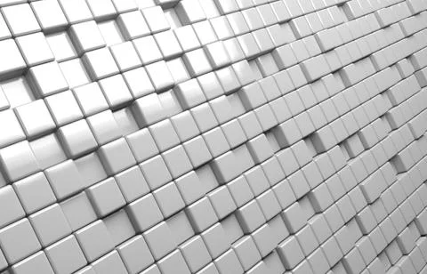 Abstract geometric shape of white cubes 3d render background Stock Illustration