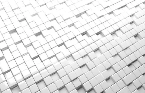 Abstract geometric shape of white cubes 3d render background Stock Illustration