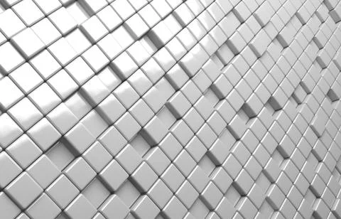 Abstract geometric shape of white cubes 3d render background Stock Illustration