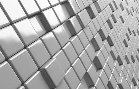 Abstract geometric shape of white cubes 3d render background Stock Illustration