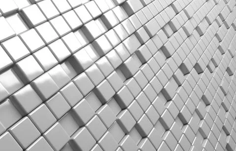 Abstract geometric shape of white cubes 3d render background Stock Illustration