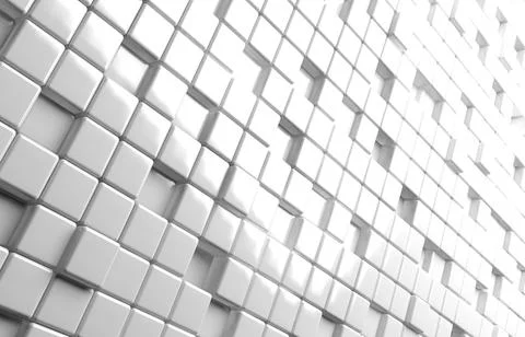 Abstract geometric shape of white cubes 3d render background Stock Illustration