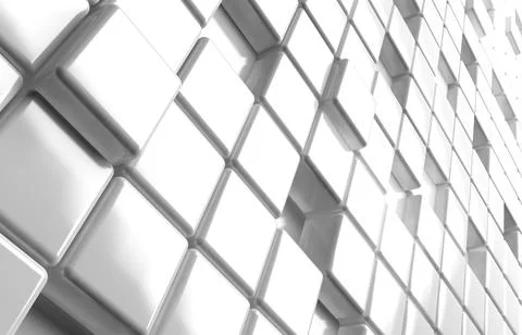 Abstract geometric shape of white cubes 3d render background Stock Illustration