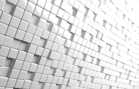 Abstract geometric shape of white cubes 3d render background Stock Illustration