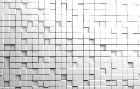 Abstract geometric shape of white cubes 3d render background Ilustración de archivo