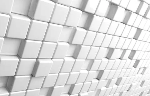 Abstract geometric shape of white cubes 3d render background Ilustración de archivo