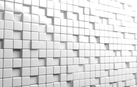 Abstract geometric shape of white cubes 3d render background Ilustración de archivo