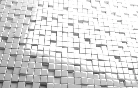 Abstract geometric shape of white cubes 3d render background Illustrazione stock