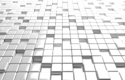 Abstract geometric shape of white cubes 3d render background Stock Illustration