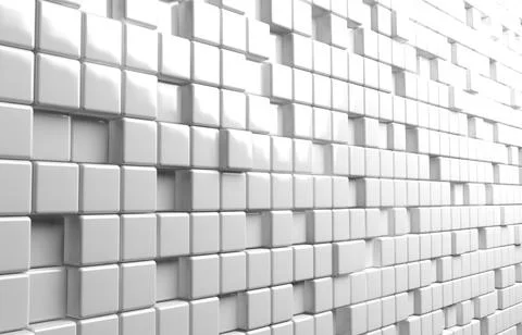 Abstract geometric shape of white cubes 3d render background Ilustración de archivo