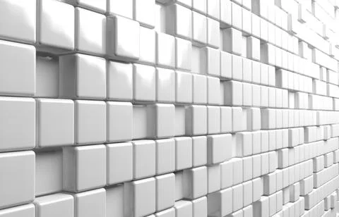 Abstract geometric shape of white cubes 3d render background Stock Illustration