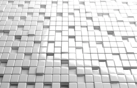 Abstract geometric shape of white cubes 3d render background Illustrazione stock